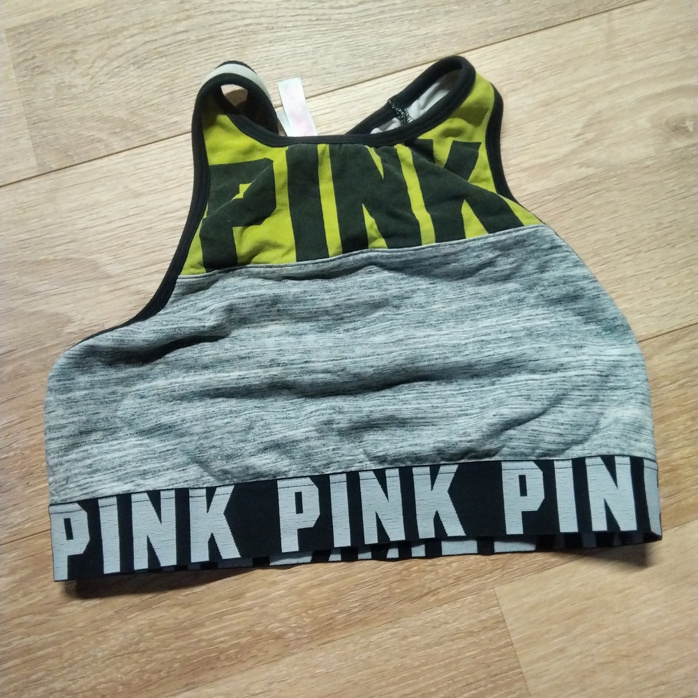 PINK Victoria's Secret Olive and Gray Sports Bra
